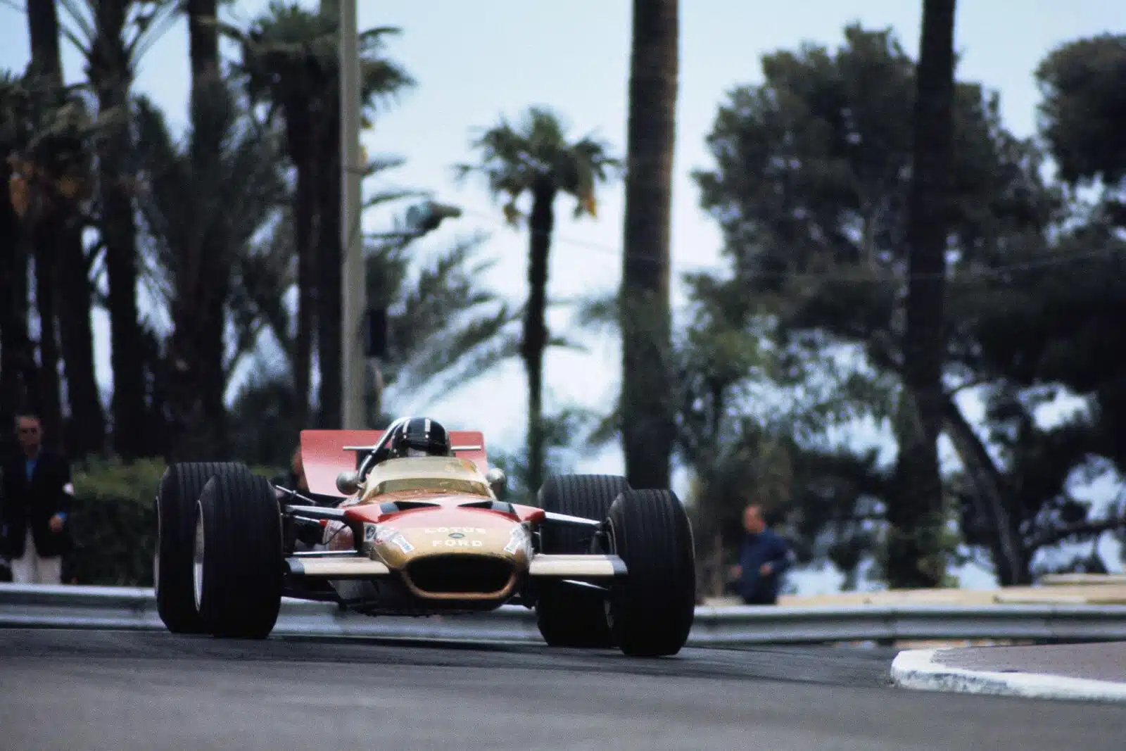 Graham Hill driving for Lotus at the 1969 Monaco Grand Prix.