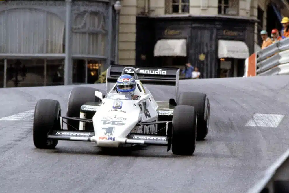 Race winner Keke Rosberg in his Williams FW08C-Ford Cosworth.