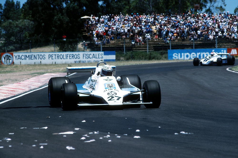 Race winner Alan Jones in his Williams FW07.