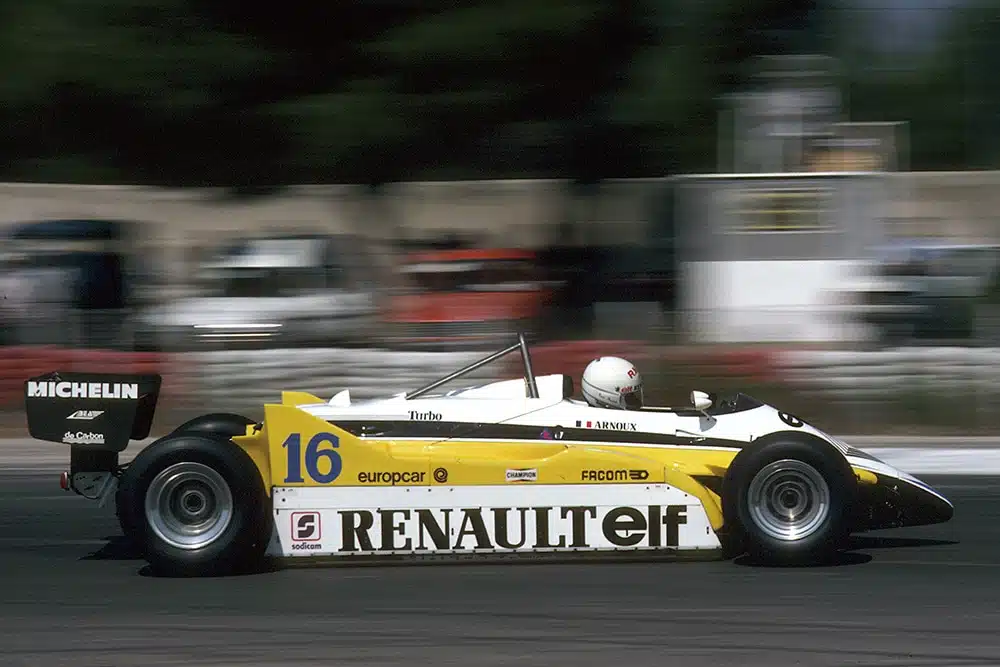 Rene Arnoux drove his Renault RE30B to a win.
