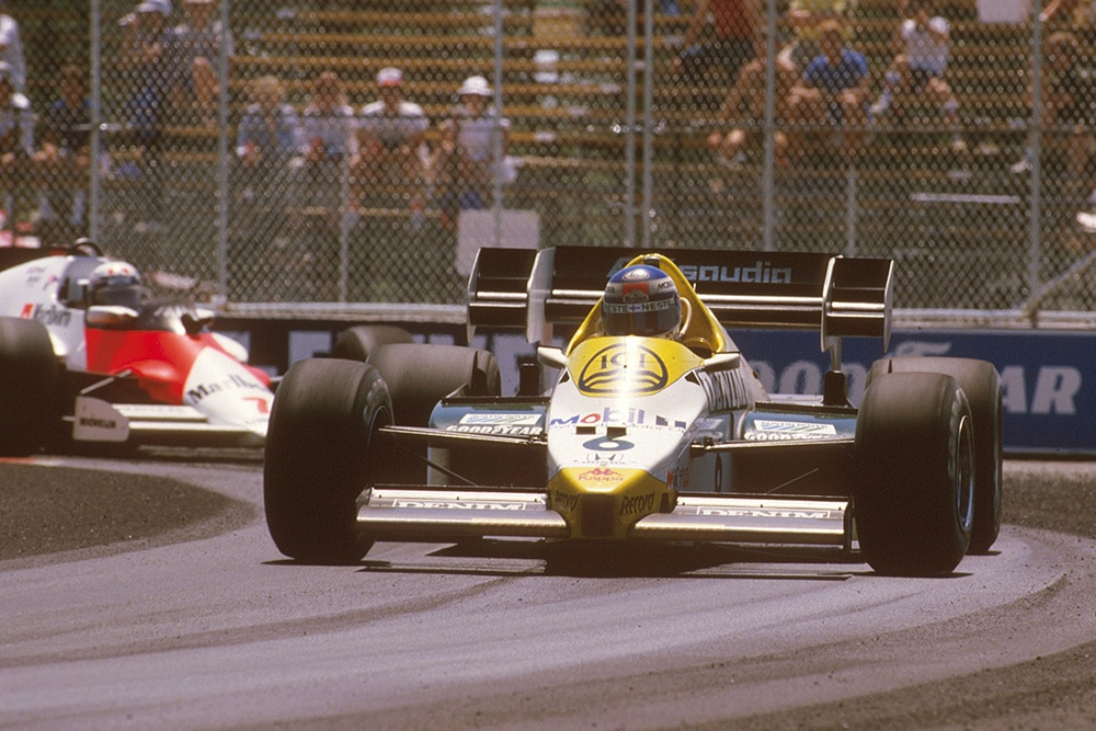 Keke Rosberg at the wheel of his Williams FW09 Honda.