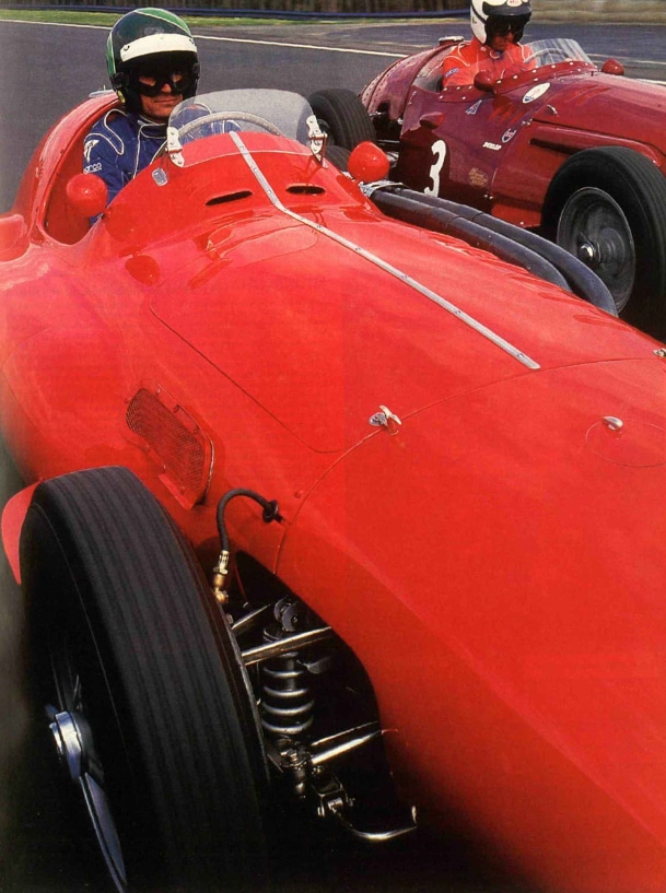 Ferrari 555 and Maserati 250F on track
