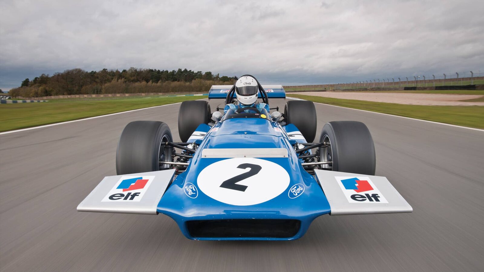 Front view of March 701 on track at Donington Park