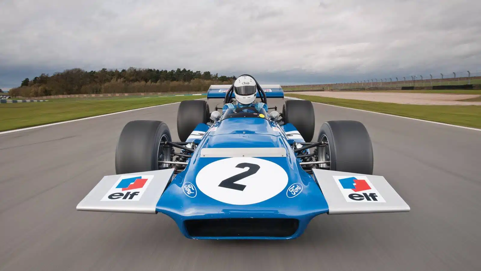 Front view of March 701 on track at Donington Park