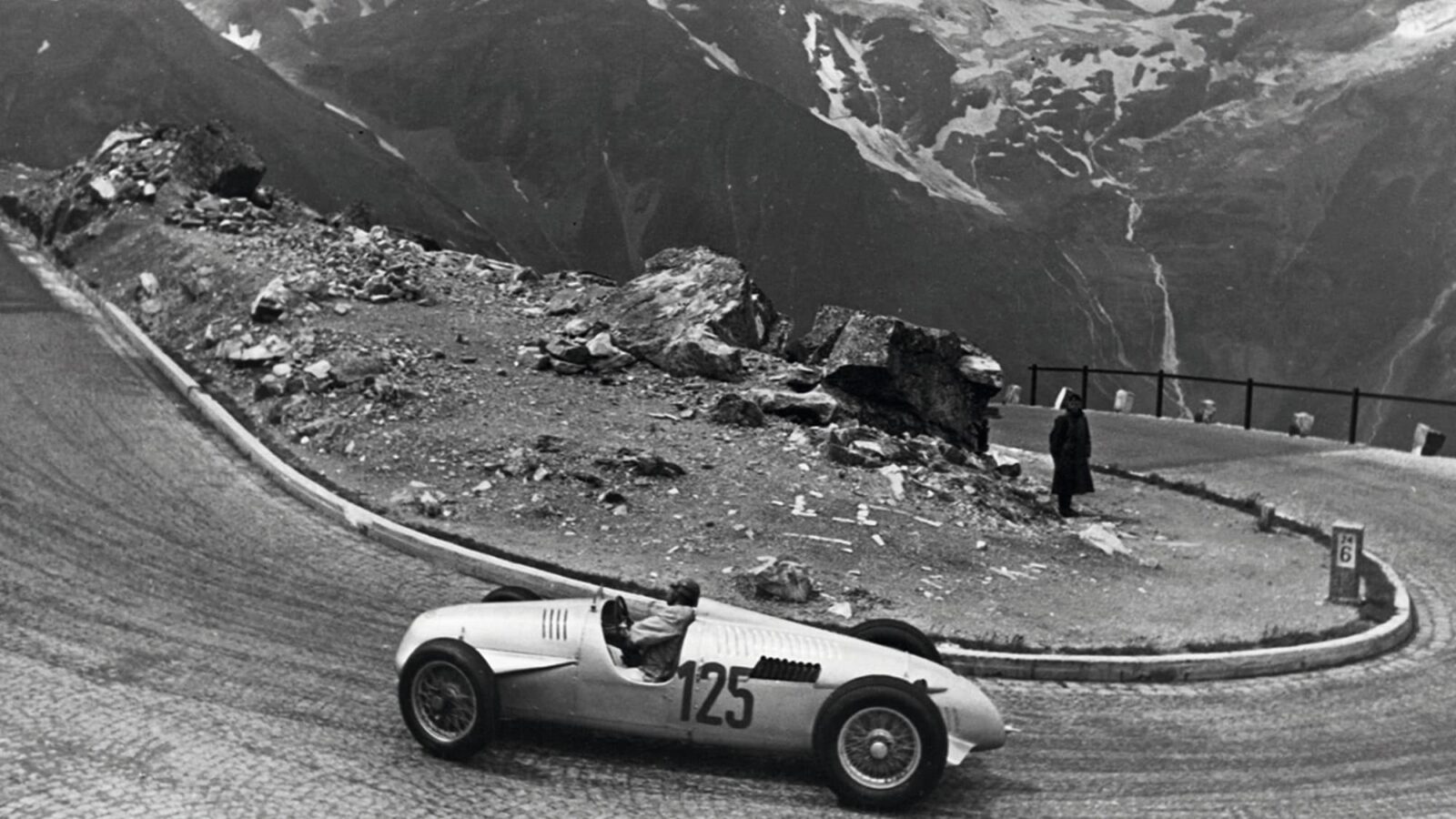 errmann Paul Muller on grossglockner hillclimb in V16 Auto Union