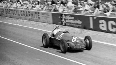Juan Manuel Fangio in Alfa Romeo 159 at 1951 French Grand Prix