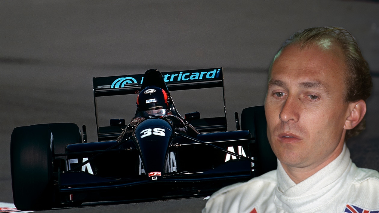 Perry McCarthy and Andrea Moda F1 car