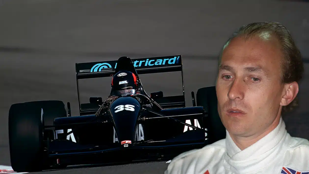 Perry McCarthy and Andrea Moda F1 car