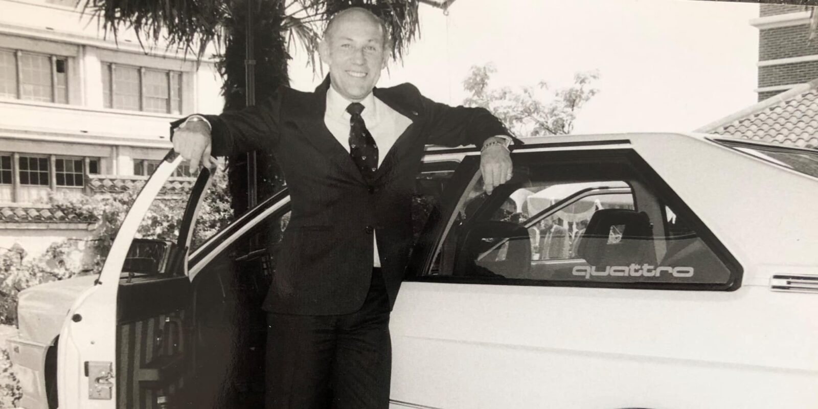 Stirling Moss with an Audi Quattro