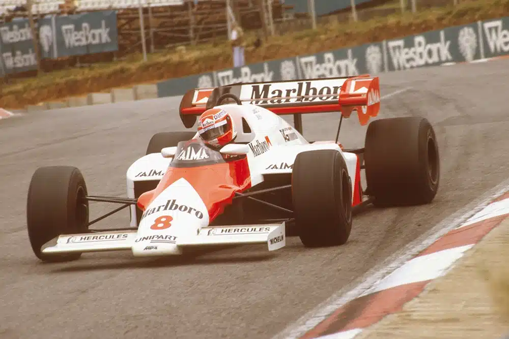 Niki Lauda in a McLaren MP42 TAG Porsche, went on to take 1st place.