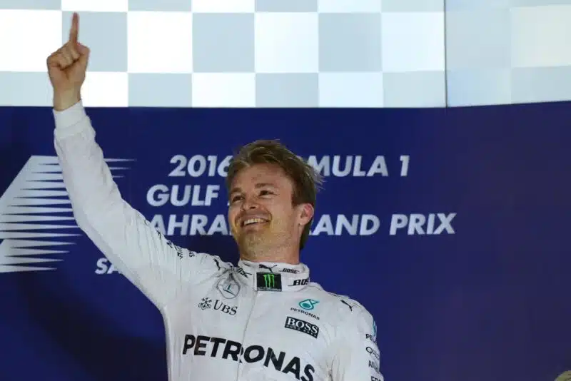 Nico Rosberg celebrates in Bahrain