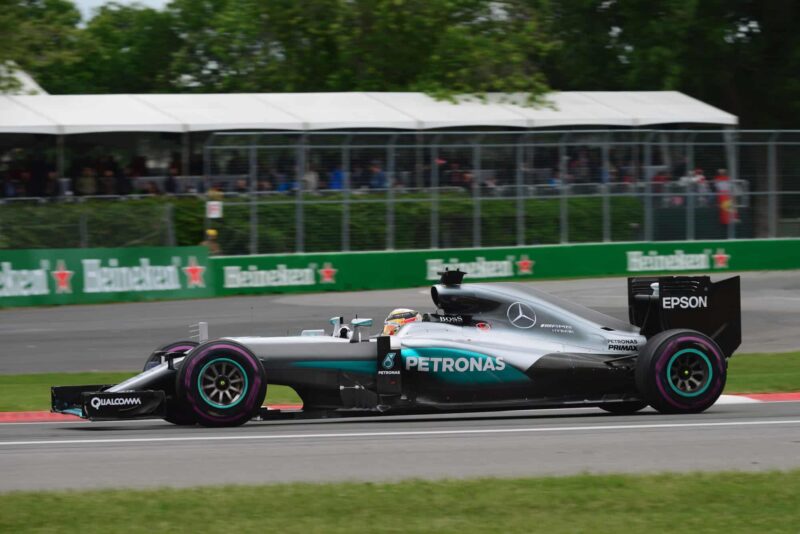 Lewis Hamilton in the lead of the Canadian GP