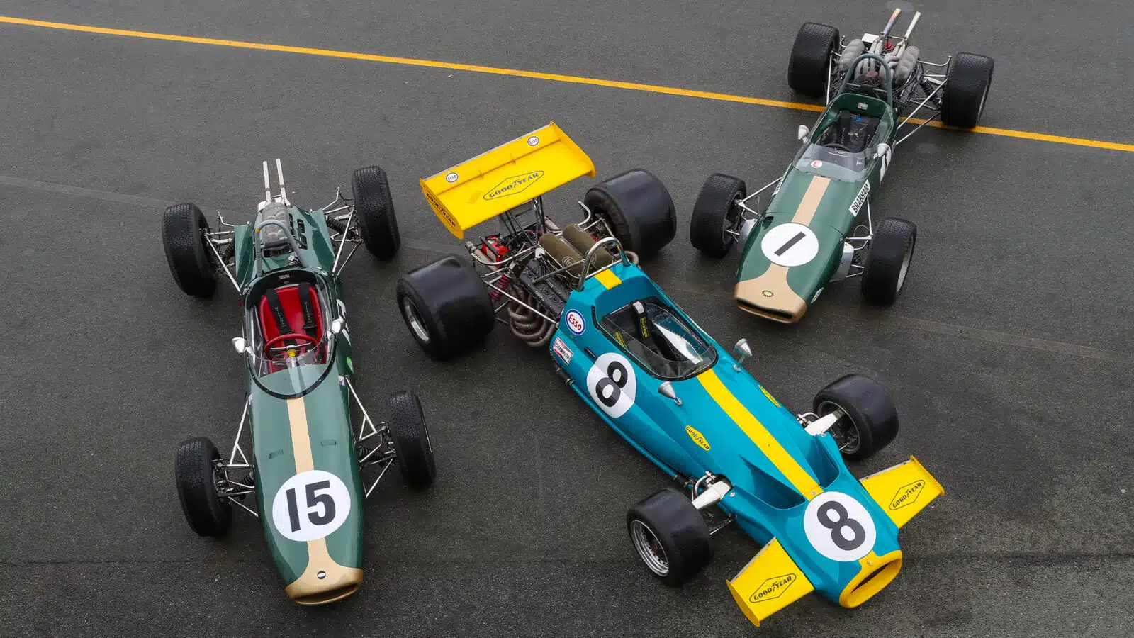 brabham F1 track test overhead shot