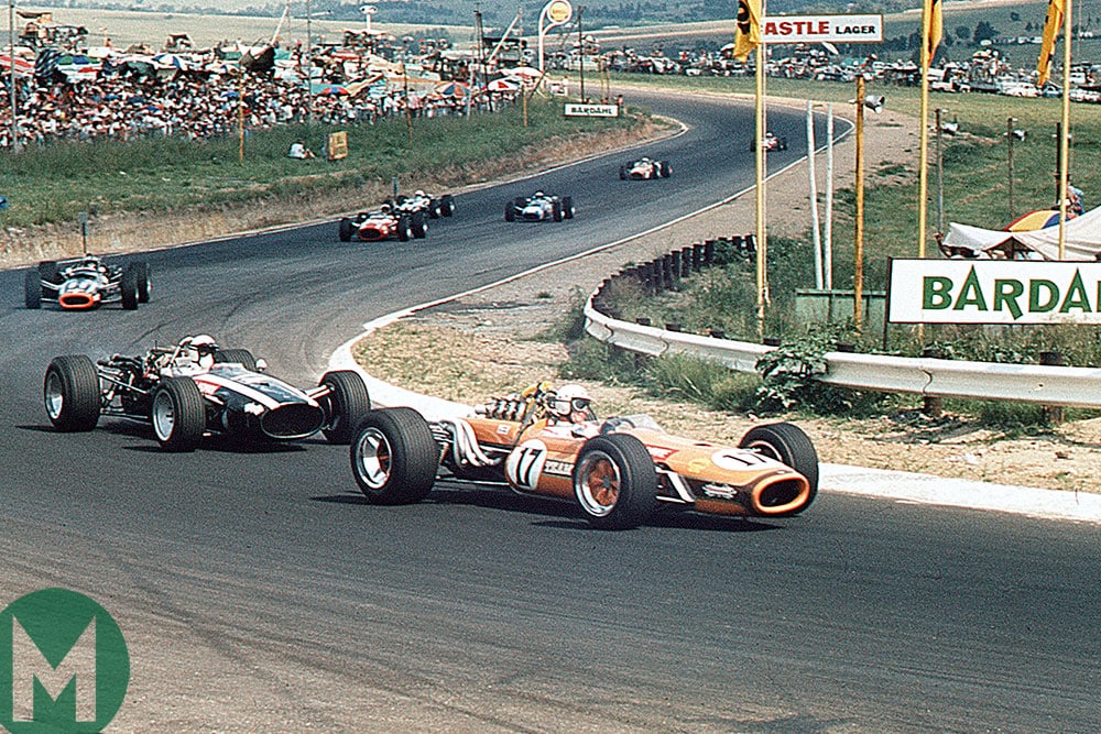 John Love in the Team Gunston-liveried Brabham at the 1968 South African Grand Prix