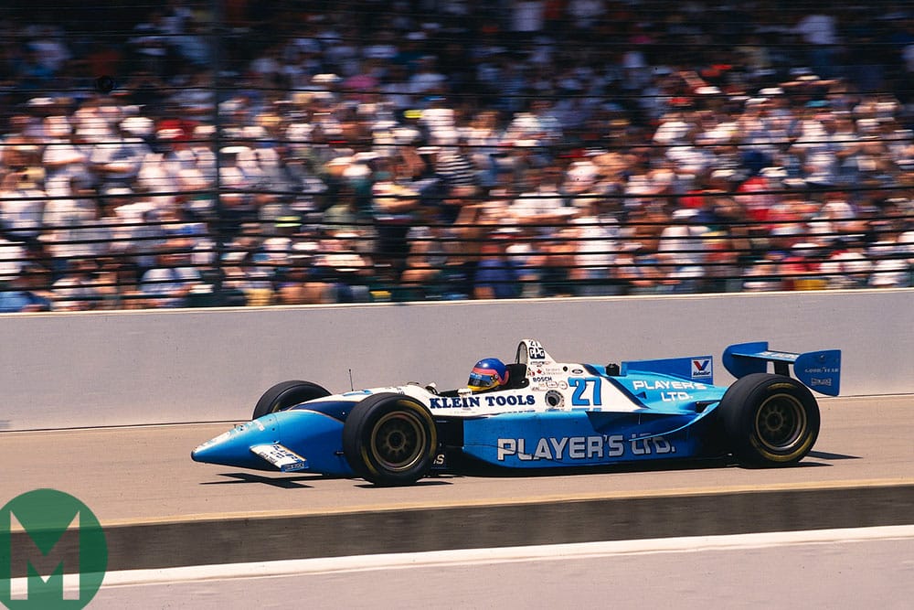 Jacques Villeneuve on the way to winning the 1995 Indianapolis 500