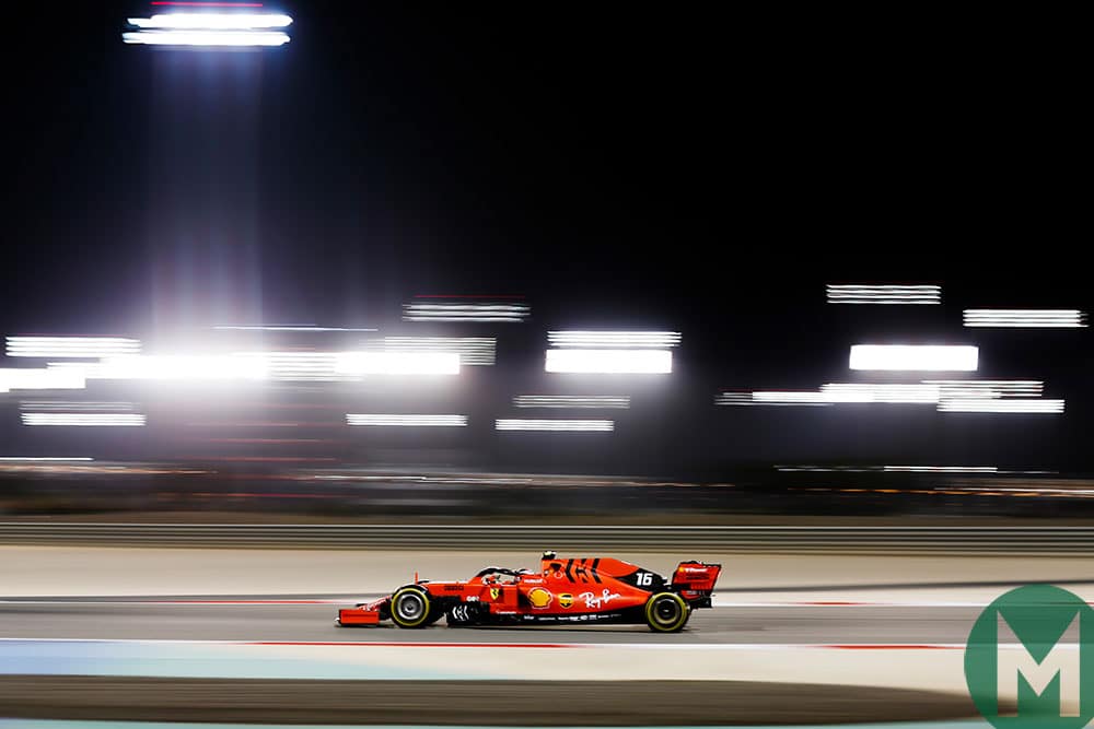 Charles Leclerc in the 2019 Bahrain GP for Ferrari