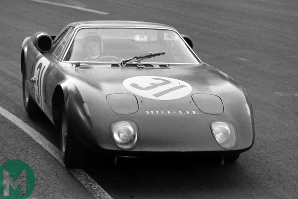 Jackie Stewart in the Rover-BRM turbine car at 1965 Le Mans 24 Hours