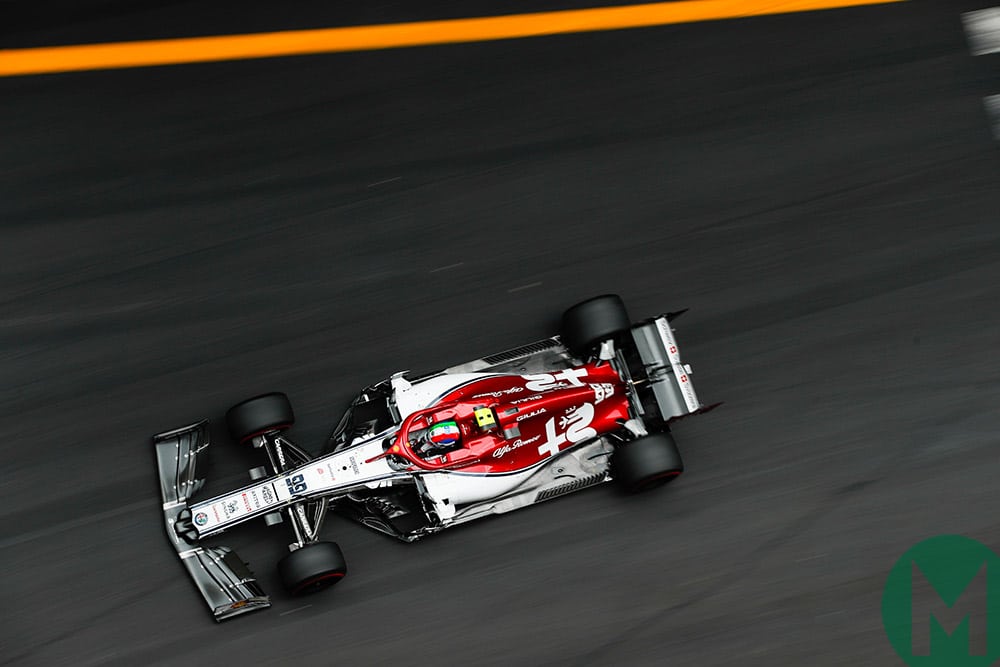 Antonio Giovinazzi in his Alfa Romeo at Monaco GP