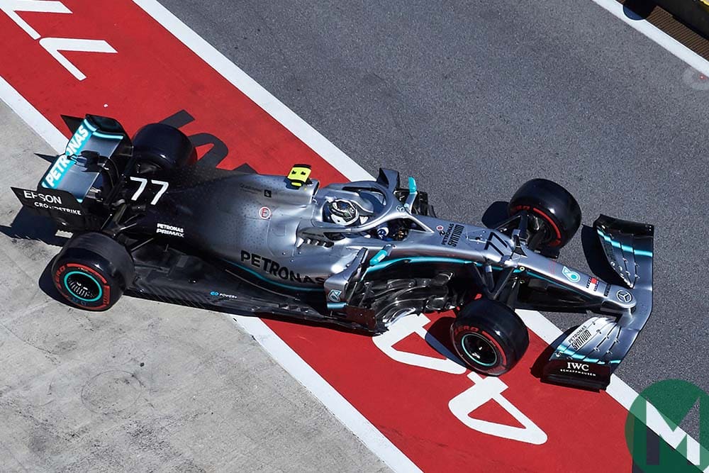 Overhead view of Valtteri Bottas' Mercedes at the 2019 Austrian Grand Prix