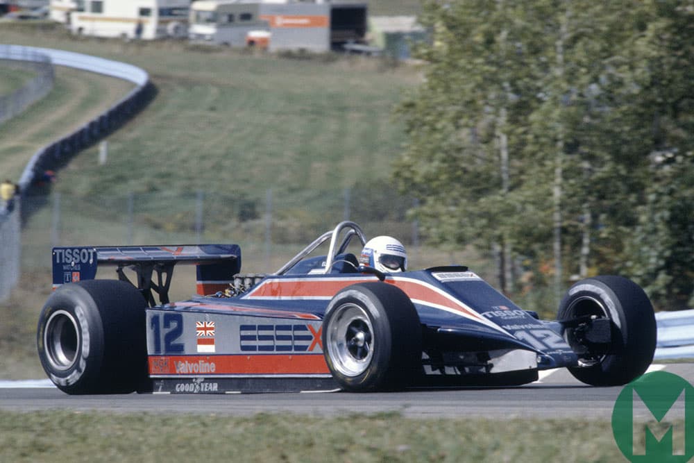 Elio de Angelis in Essex branding for Lotus at Watkins Glen in 1980