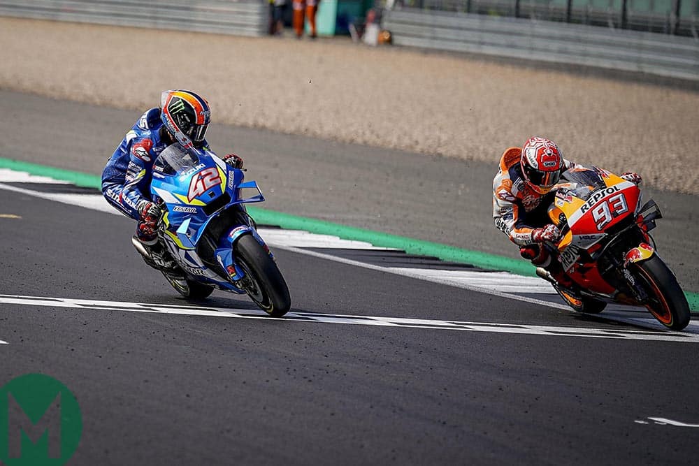 Alex Rins beats Marc Marquez in a photo finish at the 2019 MotoGO British Grand Prix