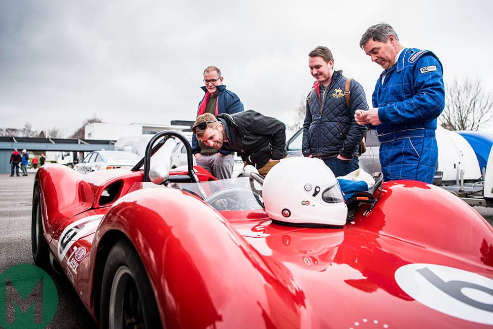 McLaren development driver Joe Osborne, Greg Heacock, who led much of the restoration, along with our own correspondent Robert Ladbrook and editor Joe Dunn, admire the Zerex
