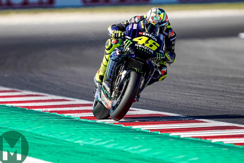 Valentino Rossi on his Yamaha at Misano