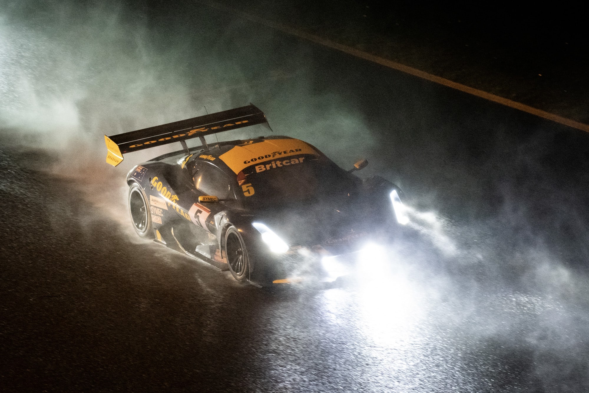 Brabham BT62 in the rain at Brands Hatch in November 2019