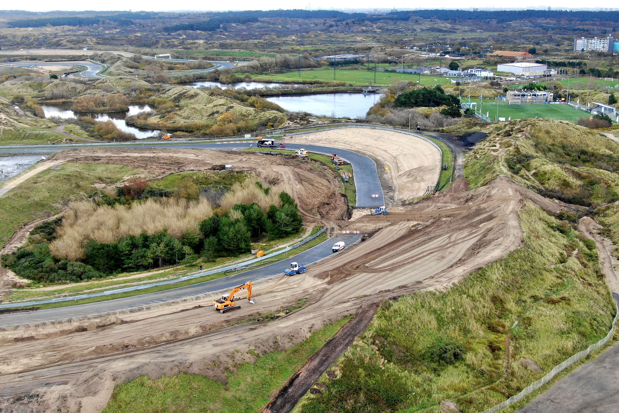 Construction work on the final corner at Zandvoort ahead of next year's Dutch Grand Prix