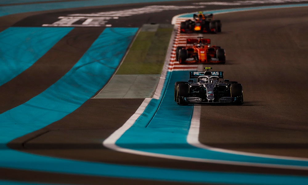 Valtteri Bottas ahead of Sebastian Vettel and Alexander Albon