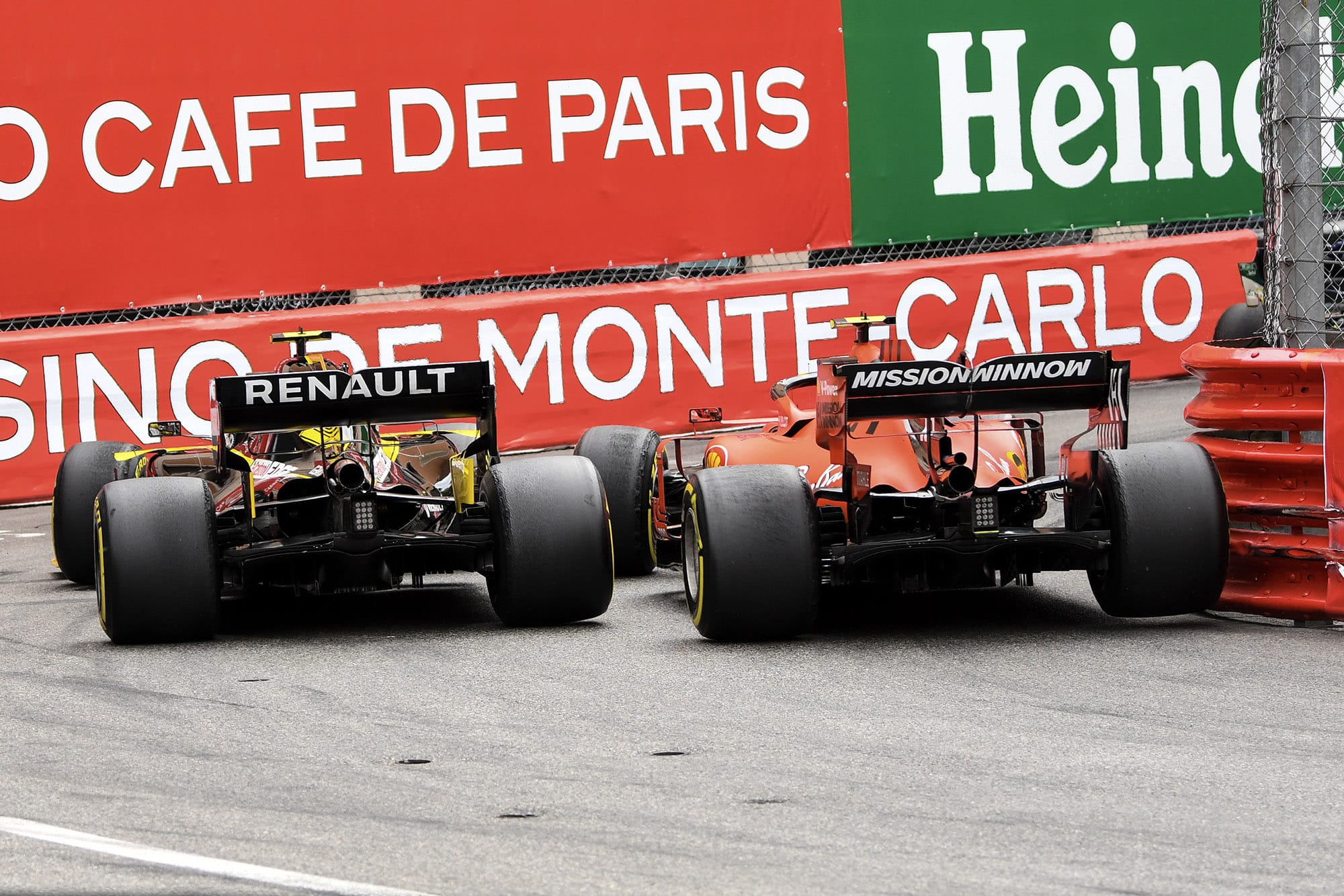 Charles Leclerc tags the barriers during the 2019 Monaco Grand Prix