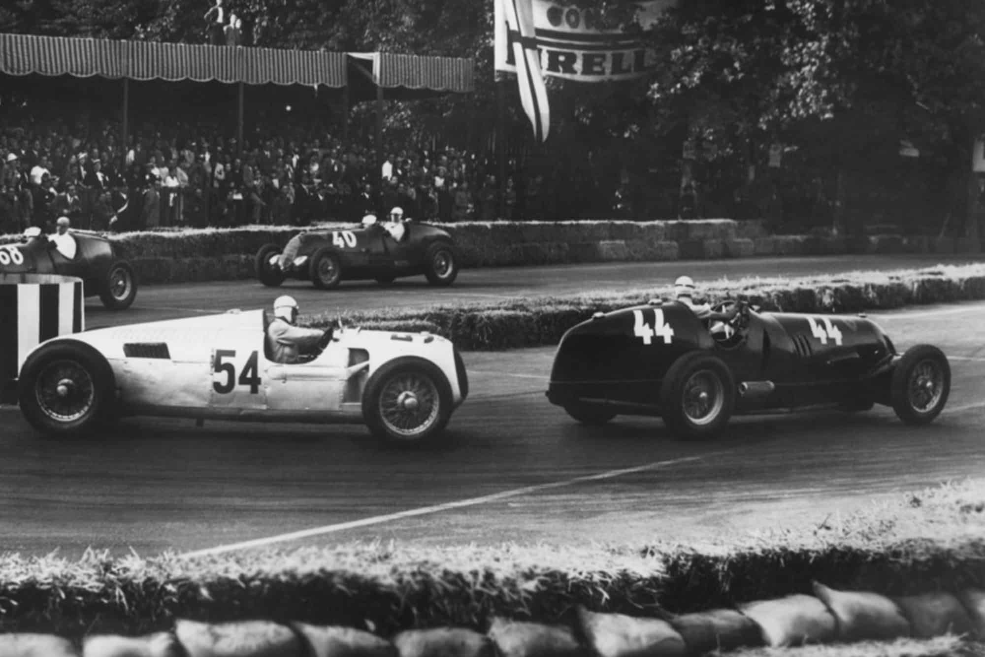 Tazio Nuvolari leads Achille Varzi in Milan in 1936