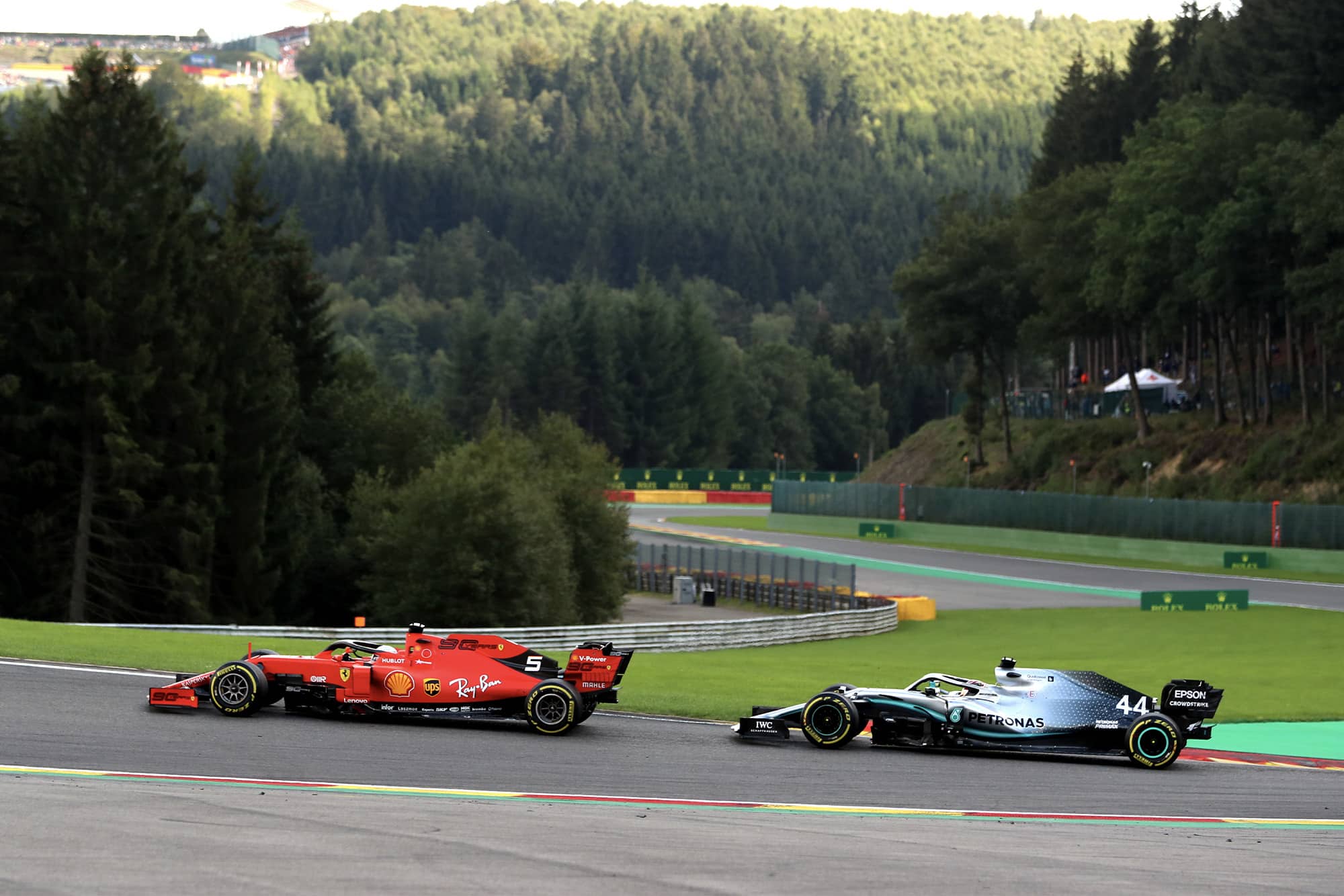 Sebastian Vettel and Lewis Hamilton during the 2019 Belgian Grand Prix