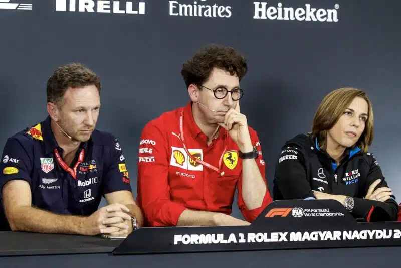 Christian Horner Mattia Binotto and Claire Williams