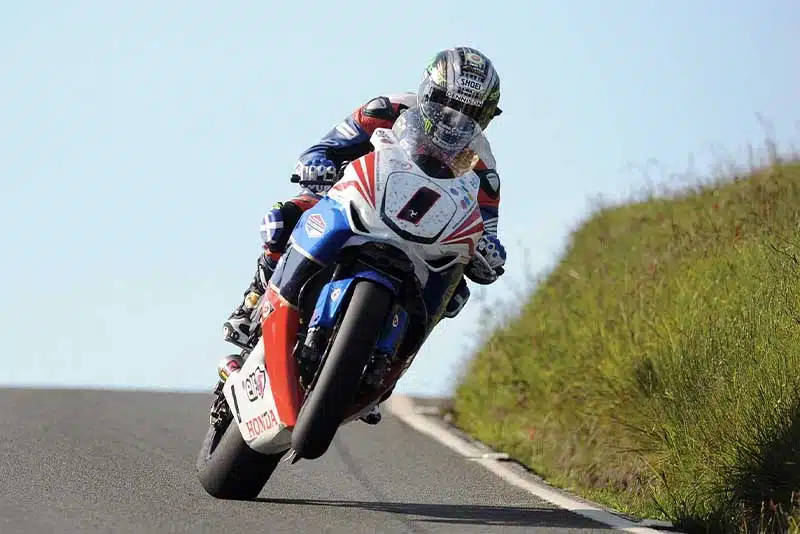 John McGuinness at Kates Cottage in the Isle of Man TT