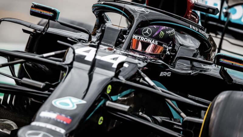 Close up of Lewis Hamilton's car during qualifying for the 2020 F1 Hungarian Grand Prix