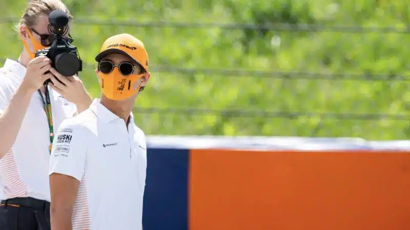 Lando Norris on a track walk ahead of the 2020 Austrian Grand Prix