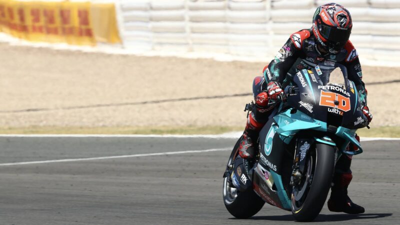 Fabio Quartararo on the brakes on his Petronas SRT Yamaha