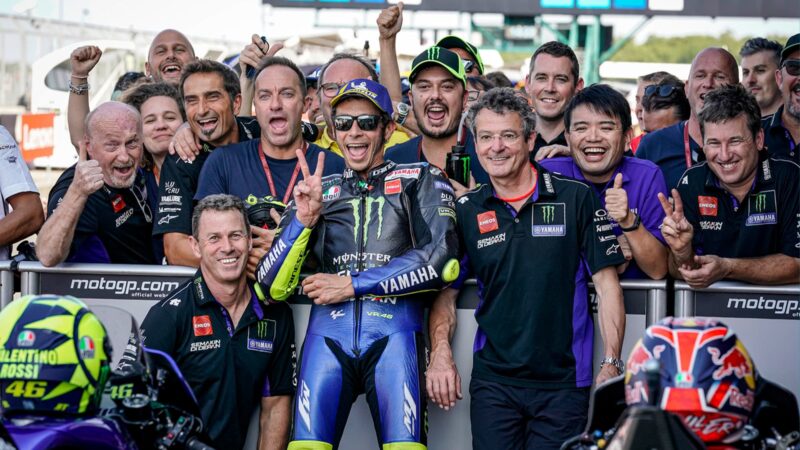 Valentino Rossi with his Yamaha team
