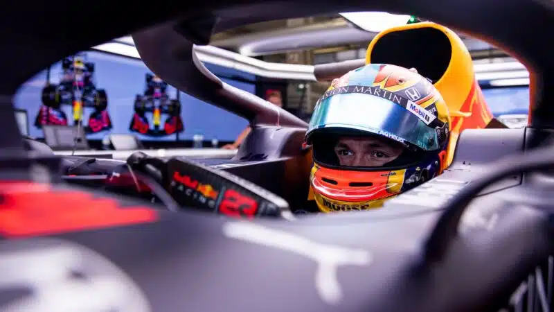 Alex Albon in his Red Bull in 2020