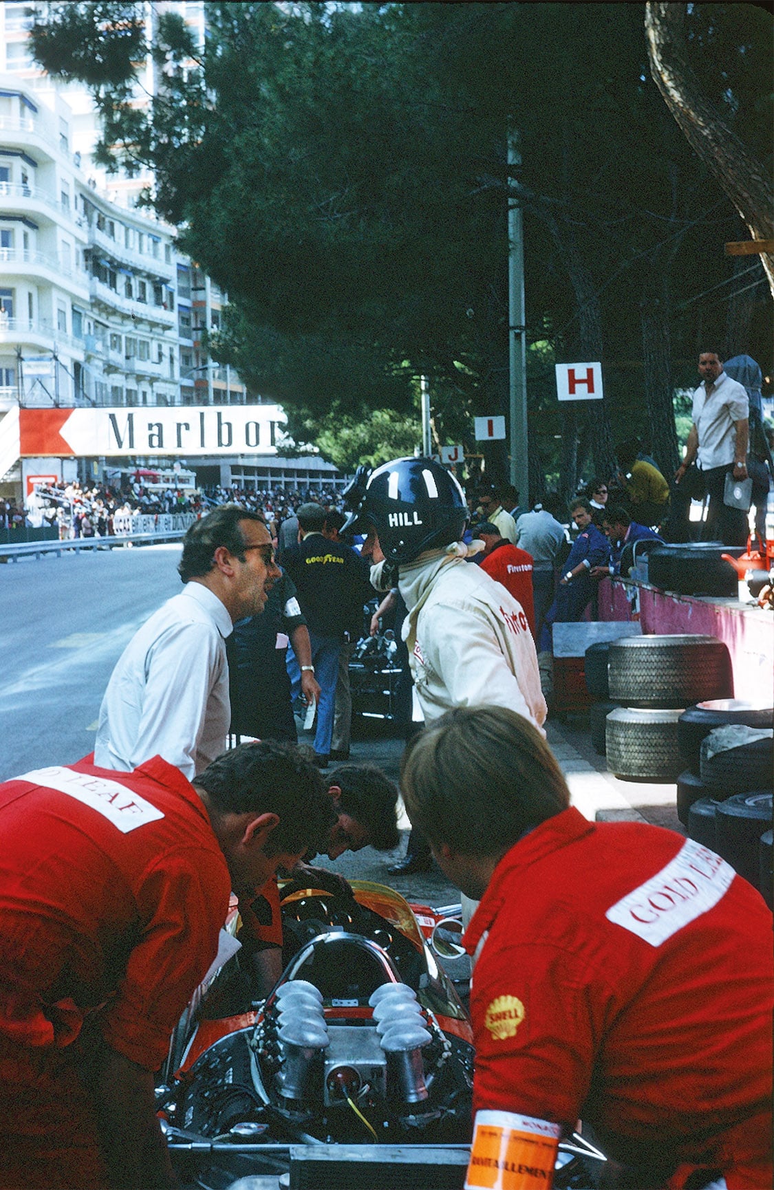 Graham Hill in the pitlane at Monaco in 1966