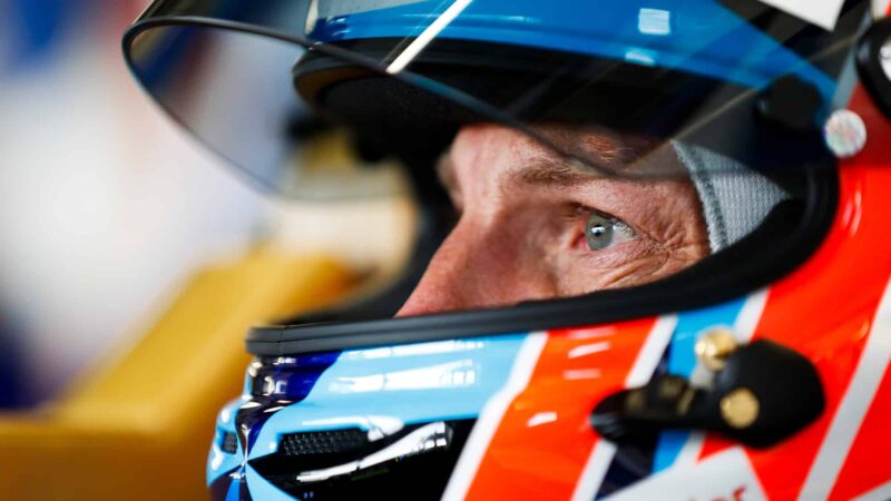 Jenson Button stares out from his helmet