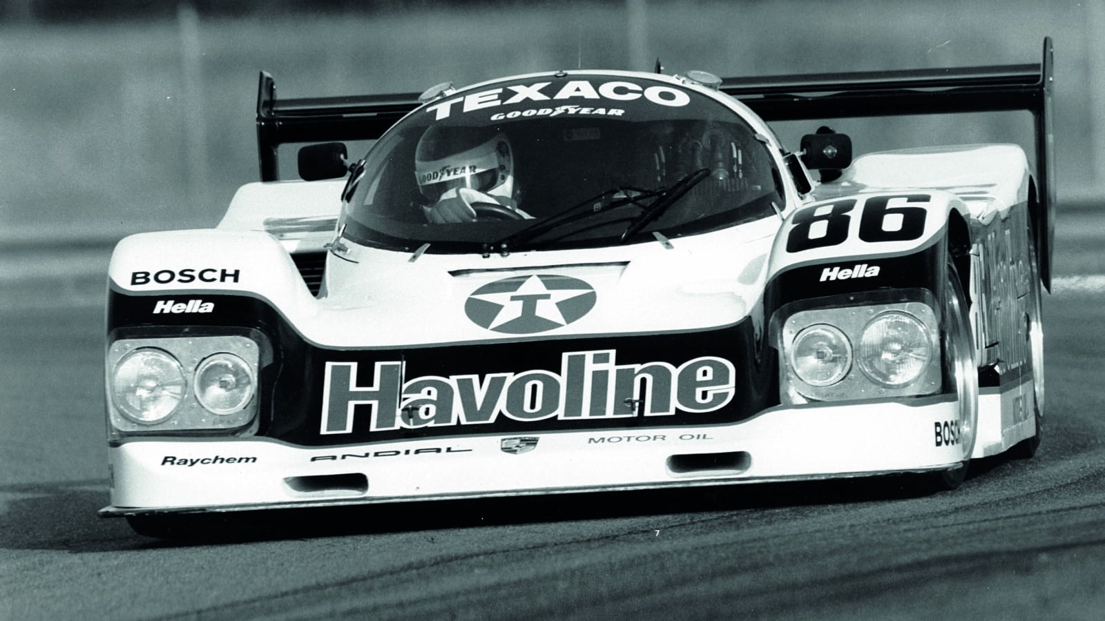 Klaus Ludwig driving a Porsche 962 at an IMSA GT race