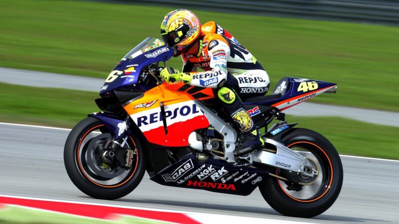 Valentino Rossi on his Honda in 2002