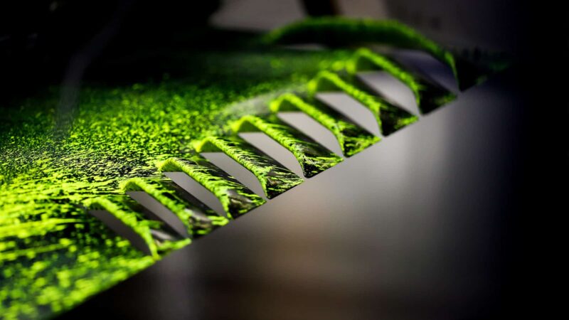 Flow viz paint on Red Bull F1 floor