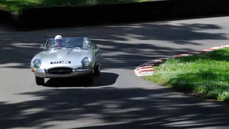 Jaguar E-type cornering Shelsley Walsh