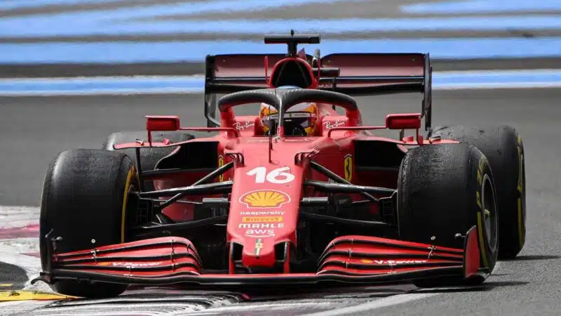 Ferrari's Monegasque driver Charles Leclerc drives during the French Formula One Grand Prix at the Circuit Paul-Ricard in Le Castellet, southern France, on June 20, 2021. (Photo by CHRISTOPHE SIMON / AFP) (Photo by CHRISTOPHE SIMON/AFP via Getty Images)