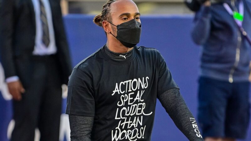 Lewis Hamilton with actions speak louder than words t-shirt