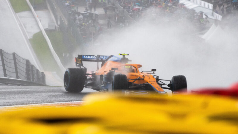 Lando Norris spins off in qualifying for the 2021 Belgian Grand Prix
