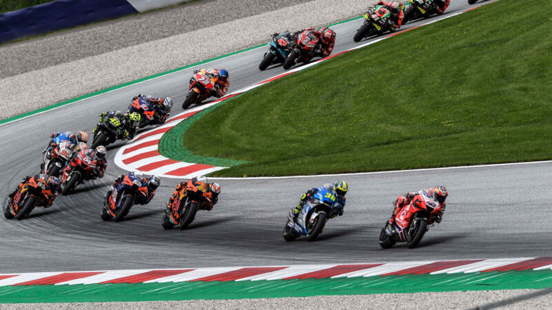 43 Miller Jack (aus), Ducati Desmosedici GP20, Pramac Racing, action and 36 Mir Joan (esp), Suzuki GSX-RR, Team Suzuki Ecstar during the 2020 MotoGP BMW M Grand Prix von Styria, Styrian Grand Prix from August 21 to 23, 2020 on the Red Bull Ring, in Spielberg, Austria - Photo Studio Milagro / DPPI